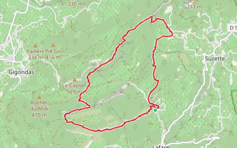 Tracé du parcours Les trois crêtes des Dentelles de Montmirail