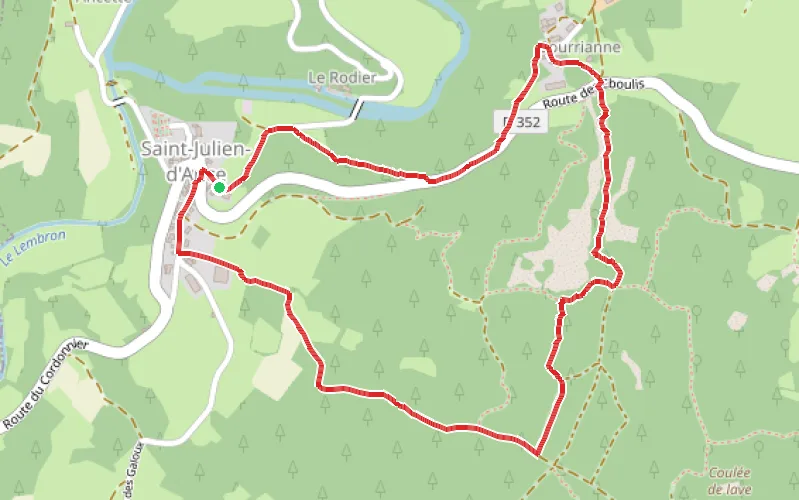Tracé du parcours De la Coulée de la Bourianne à Saint-Julien-d'Ance