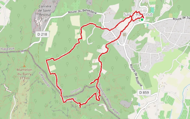 Tracé du parcours Les ruines du château de Chabrières par le site de l'Enclume
