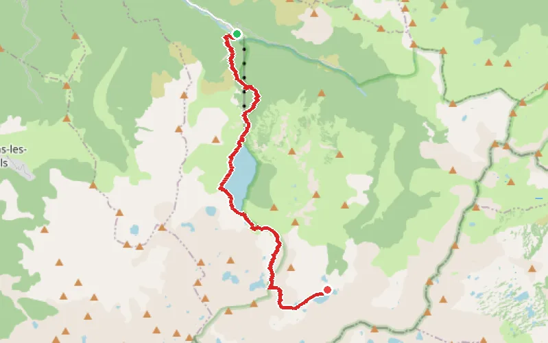 Tracé du parcours Forges d’Orlu - Refuge d’en Beys par Naguille et la Couillade d’en Beys