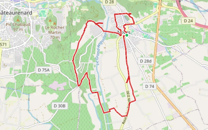 Tracé du parcours Noves entre histoire et paysages