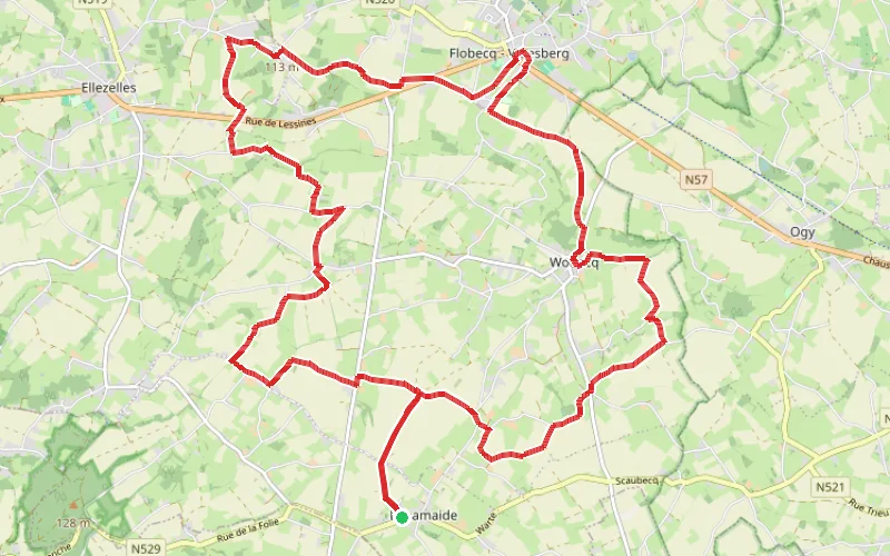 Tracé du parcours Boucle dans le piémont du Pays des Collines
