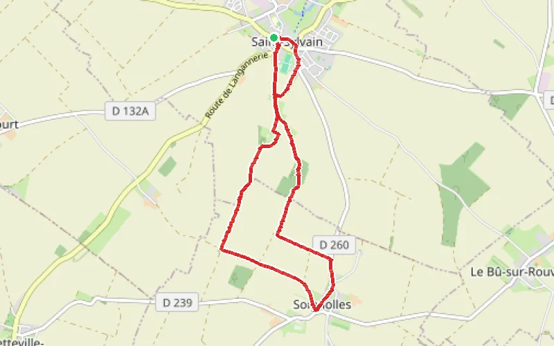 Tracé du parcours De Saint-Sylvain à Soignolles par les Grand et Petit Fauces