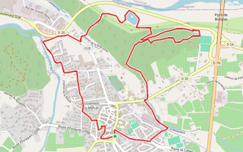 Tracé du parcours Au fil de l'eau à Noves