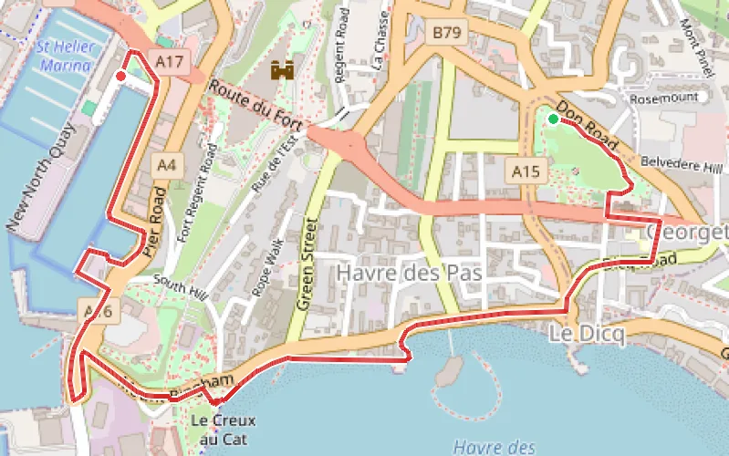 Tracé du parcours Du parc Howard Davis au musée maritime