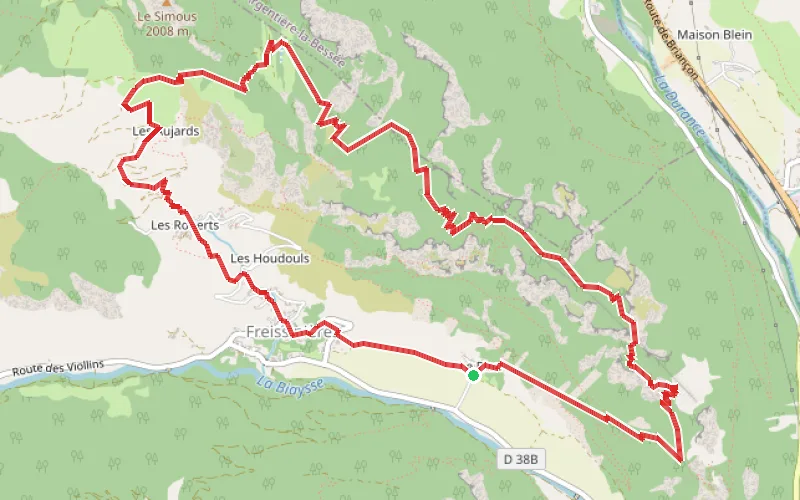 Tracé du parcours Tour des falaises de Fressinières