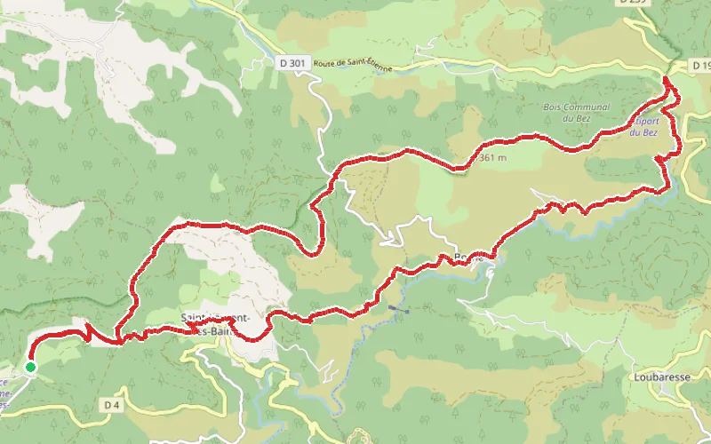 Tracé du parcours Entre crêtes et vallées cévenoles à Saint-Laurent-les-Bains