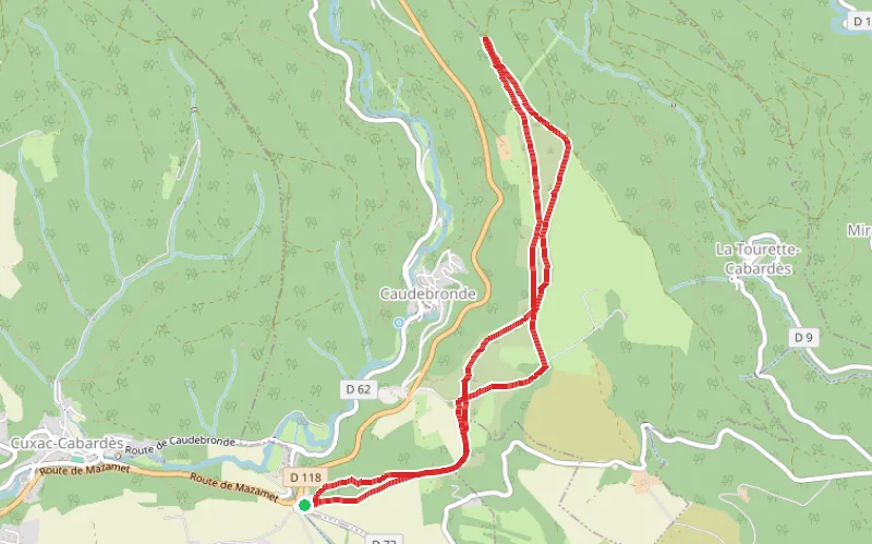 Tracé du parcours Cuxac Cabardès - Les hauts de Saint-Pierre