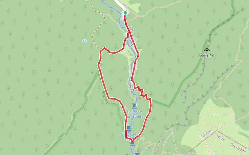 Tracé du parcours Cirque de Saint Même - cascades du Guiers Vif