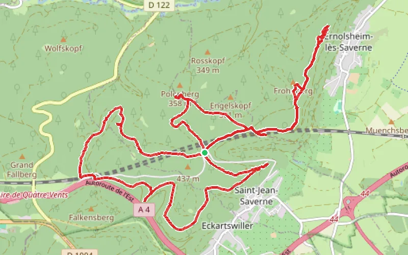 Tracé du parcours Les circuits archéologiques et géologiques au Nord de Saverne