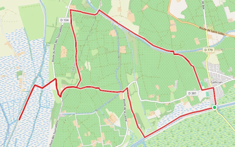Tracé du parcours Gallician et les prés du Cailar