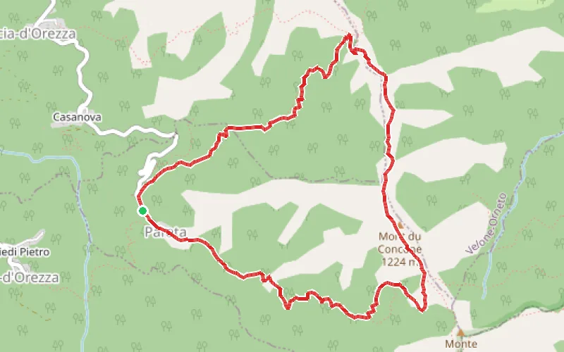 Tracé du parcours Boucle au départ du village de Parata