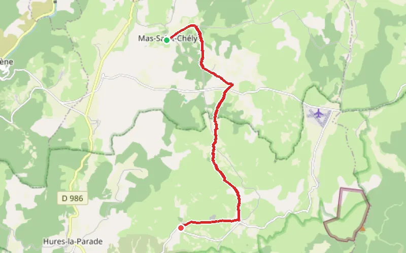 Tracé du parcours Mas-Saint-Chely - Drigas