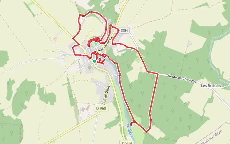 Tracé du parcours Autour de Bèze