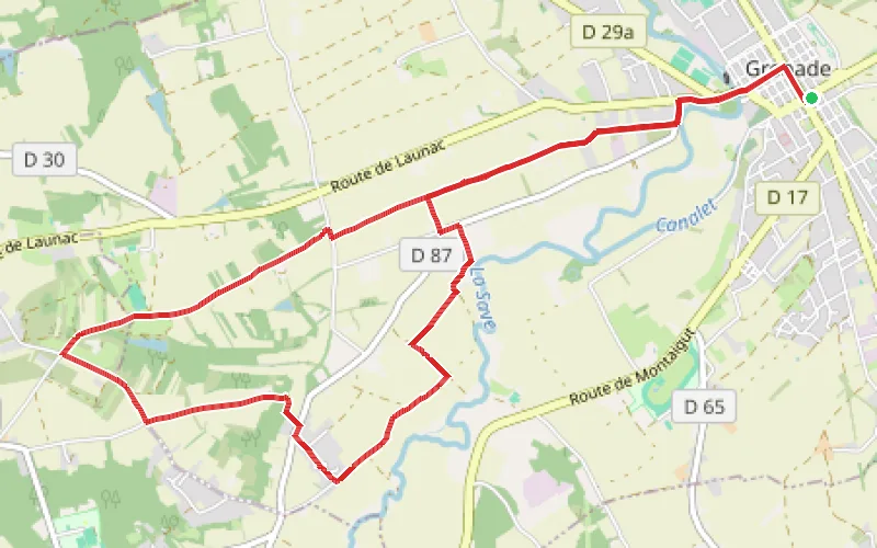 Tracé du parcours Boucle de Grenade et l'Avocat