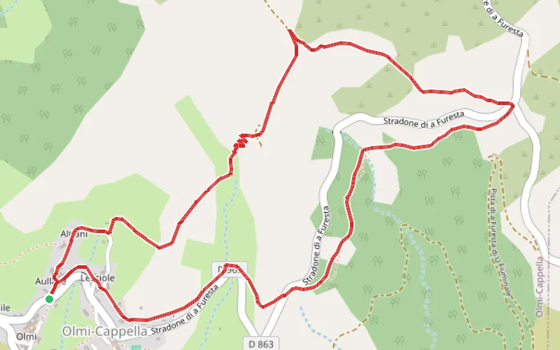 Tracé du parcours Boucle d'Olmi à Bocca Croce