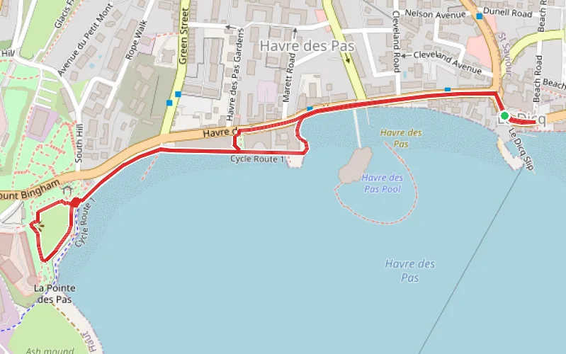 Tracé du parcours Pub du Havre des Pas