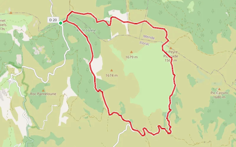 Tracé du parcours Le Tarn : naissance d'une grande rivière au Col de Finiels