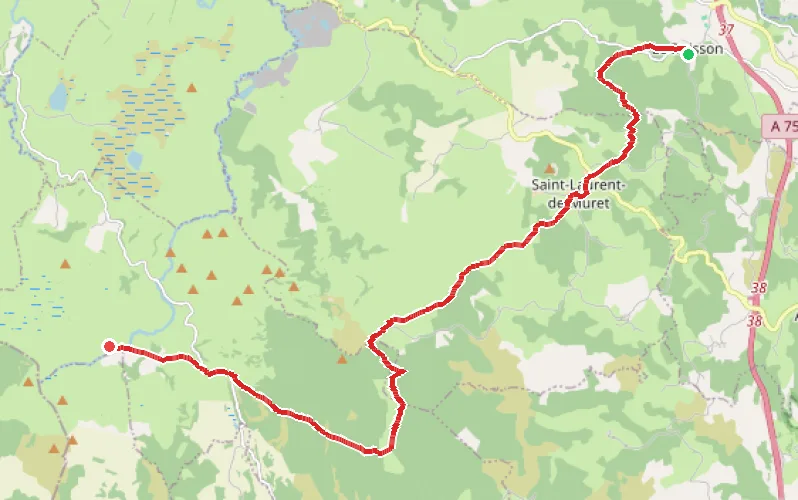Tracé du parcours Du Buisson au Refuge des Rajas