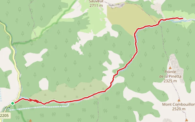 Tracé du parcours Le long du vallon de Mollières