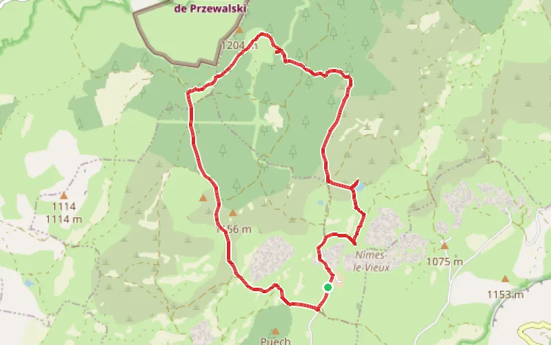 Tracé du parcours Boucle sur le Causse Méjean depuis Galli