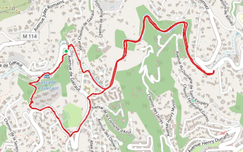 Tracé du parcours Sur la colline de Gairaut