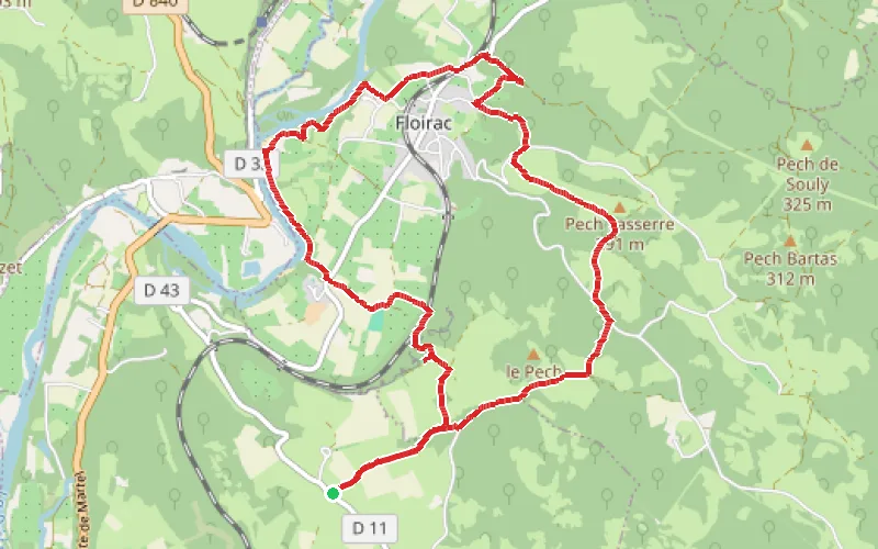 Tracé du parcours Le Cirque de Floirac en longeant la Dordogne