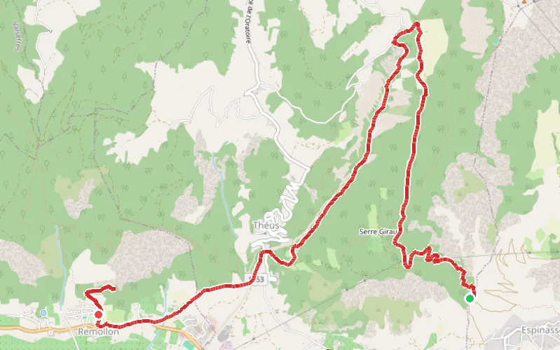 Tracé du parcours Les Demoiselles Coiffées d'Espinasses, Théus et Remollon