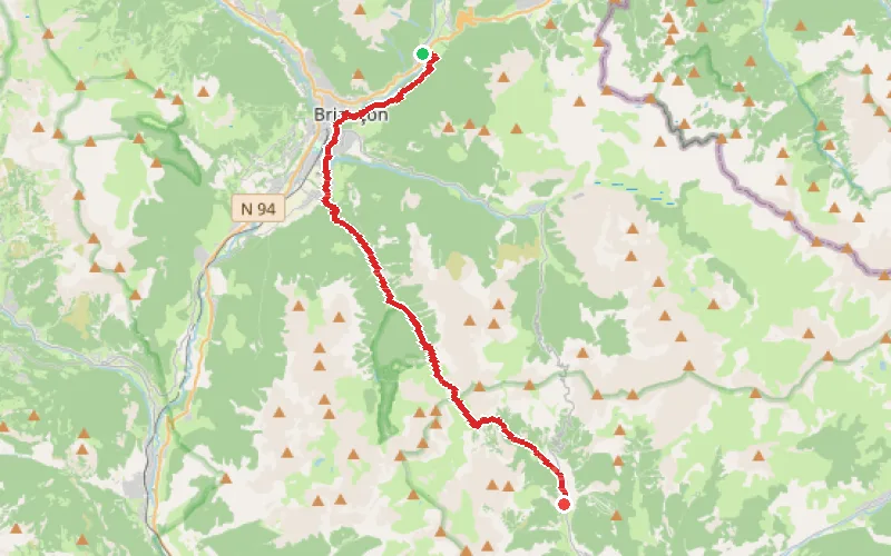 Tracé du parcours Du Val des Prés à la Chalp