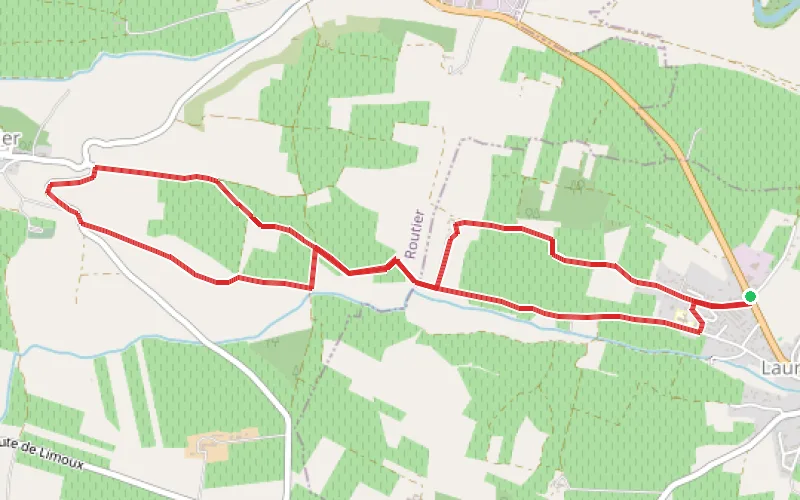 Tracé du parcours Promenade entre les villages de Lauraguel et Routier