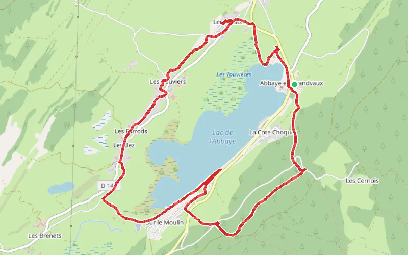 Tracé du parcours Tour du Lac de l’Abbaye