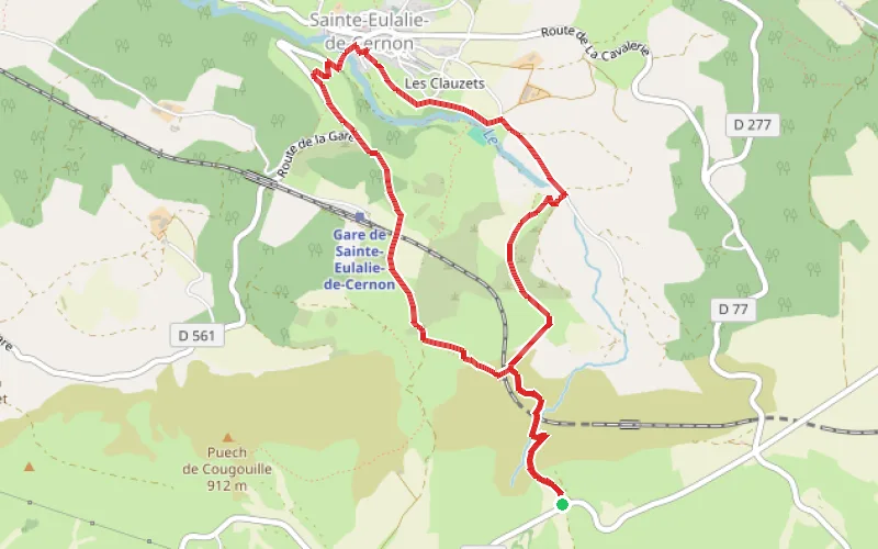 Tracé du parcours Causse du Larzac à Sainte-Eulalie-de-Cernon
