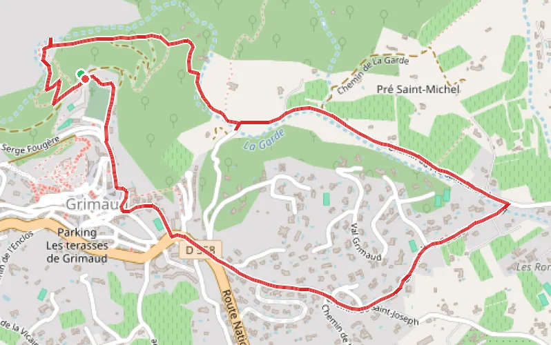 Tracé du parcours Vallon du Pont des Fées, la Calade et le Pierredon