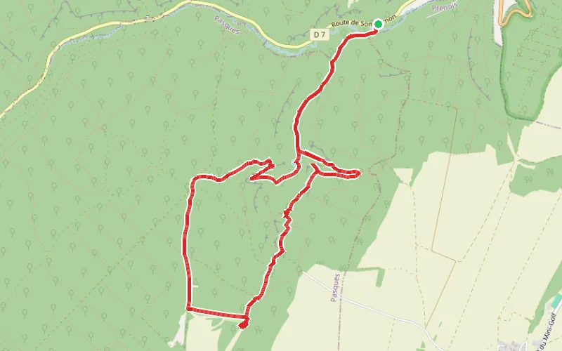 Tracé du parcours Les grottes des Cèlerons