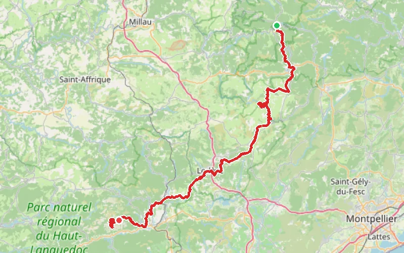 Tracé du parcours Traversée des forêts de la ligne de partage des eaux en Languedoc