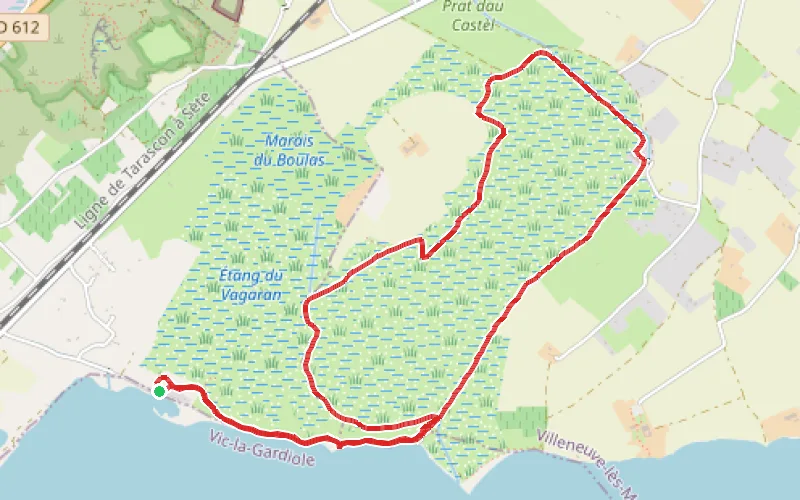 Tracé du parcours Balade à la découverte des flamants roses à Mireval