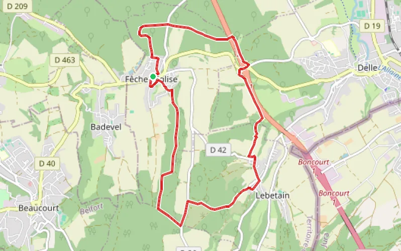 Tracé du parcours Circuit autour de Fêche-l'Église