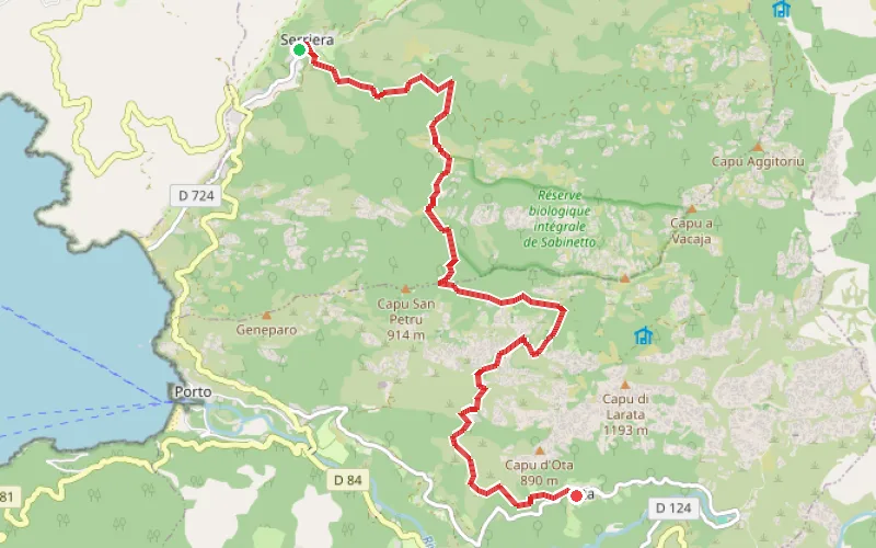 Tracé du parcours Serriera - Ota