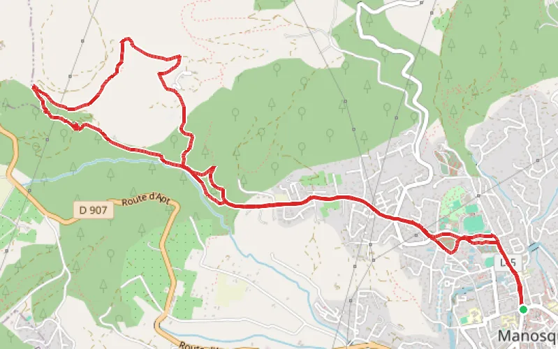 Tracé du parcours Les Balcons de Manosque : le chemin de l'eau de la Thomassine