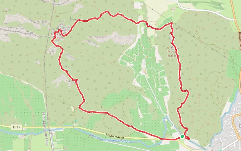 Tracé du parcours Les Opies et les crêtes du Mont Menu depuis Eyguières