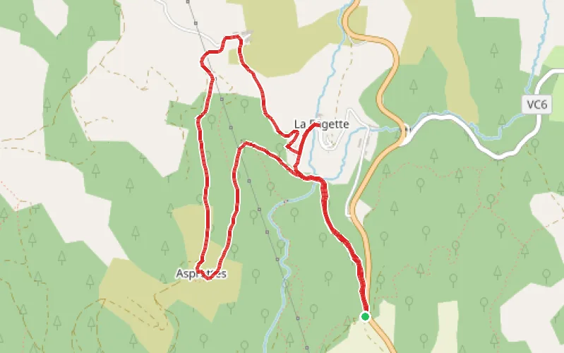Tracé du parcours Autour des hameaux d'Asprettes et de la Fagette