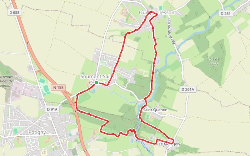 Tracé du parcours À la découverte de Soumont, Ouilly-le-Tesson et Saint-Quentin