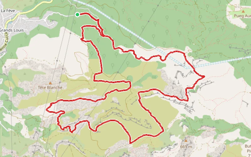 Tracé du parcours La Parloire et Barre Coupée par les vallons de l'Oule et de l'Amandier