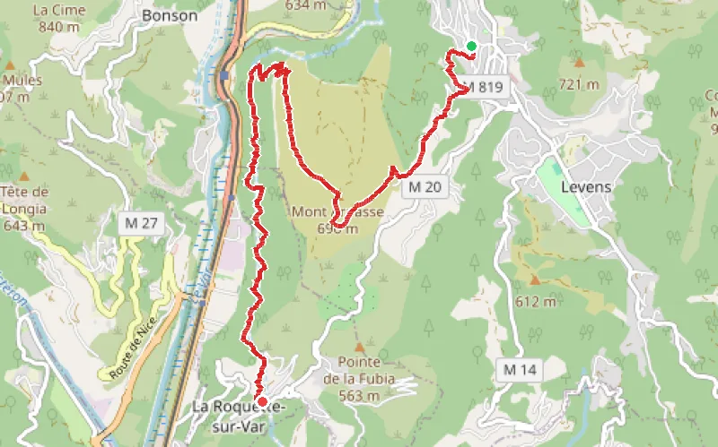 Tracé du parcours Le sentier escarpé du flanc Ouest du Mont Arpasse