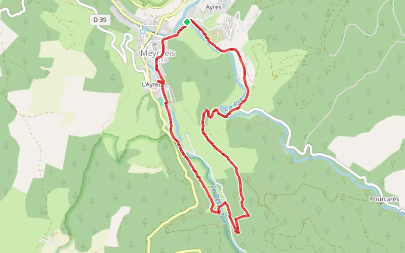 Tracé du parcours Boucle du Château de Roquedols et du Col de Tribe à Meyrueis