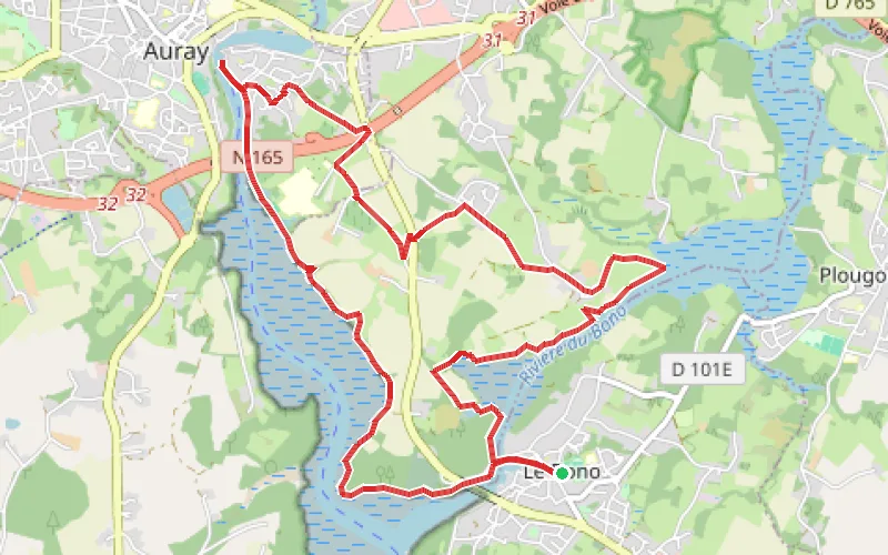 Tracé du parcours De la chapelle de Sainte-Avoye à Saint-Goustan