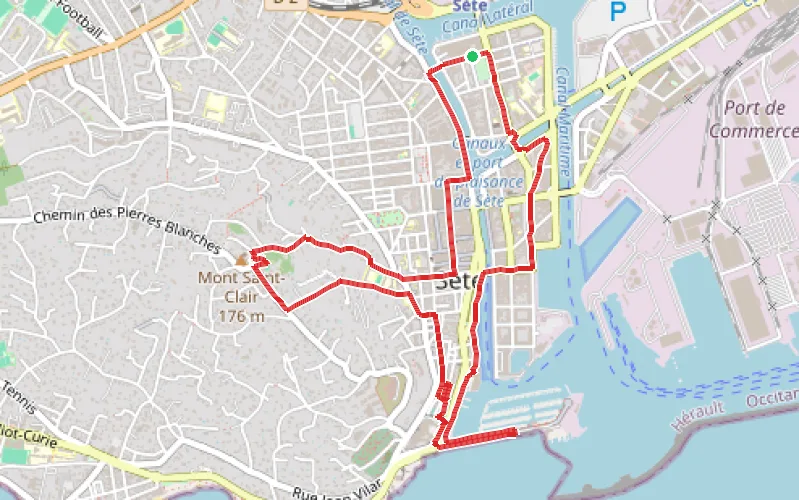 Tracé du parcours C'est à voir et c'est à Sète en sept kilomètres