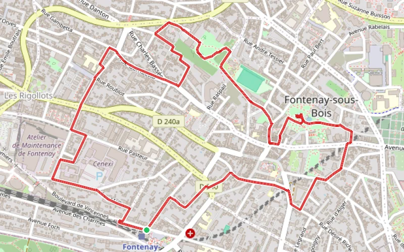 Tracé du parcours Les anciennes carrières de Fontenay-sous-Bois