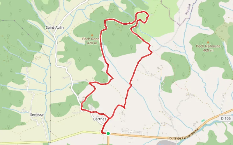 Tracé du parcours La Croix de Terride et Marty à partir de Mirepoix