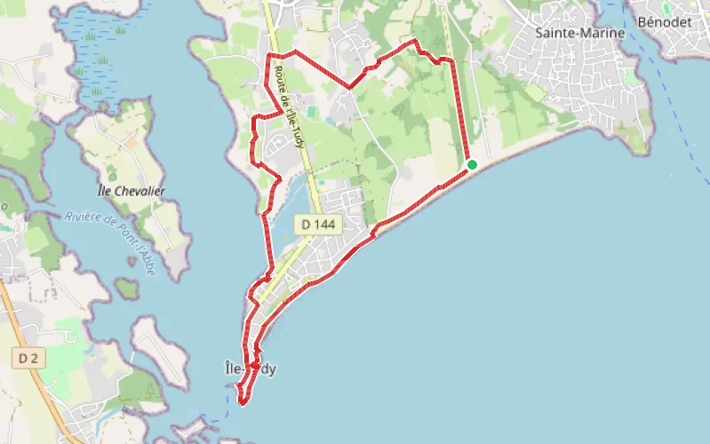 Tracé du parcours Tour de l'Île-Tudy